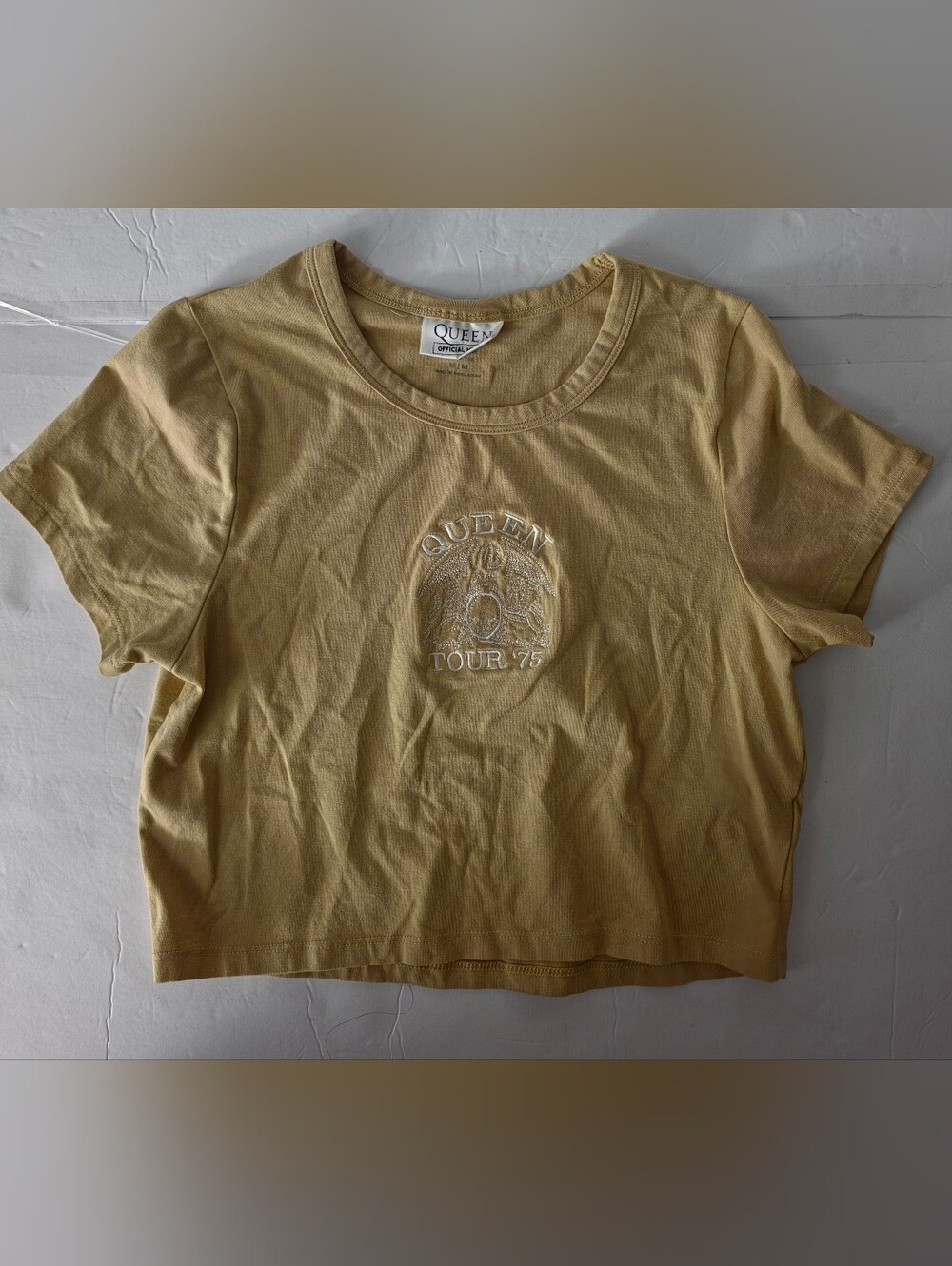 Cotton On Mustard Cropped Tee with Embroidered Crest